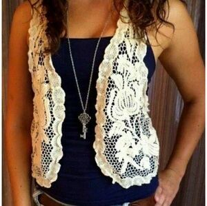 🇺🇦 New Lace Crochet Vest Shrug Handmade New